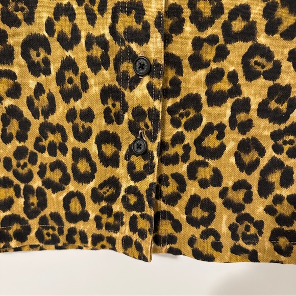Lauren Ralph Lauren Leopard Print Button Front Skirt Linen Blend Size 14 Women’s - Picture 2 of 10